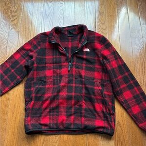 The North Face Red and Black Checkered Fleece Jacket
